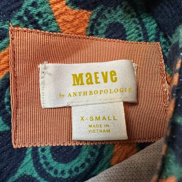 Anthropologie Maeve Floral Shift Mini Dress Green & Orange Size X-Small - Picture 5 of 7